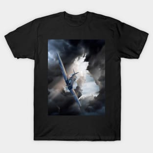 Spitfire Aircraft surrounded by dark clouds T-Shirt